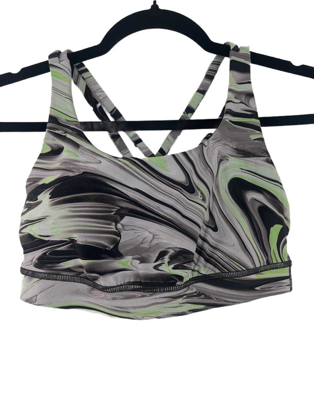 lululemon athletica Marble-Print Sports Bra in Black, Gray & Green